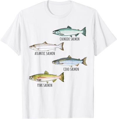Fish Species Biology Different Types Of Salmons Fishing T-Shirt