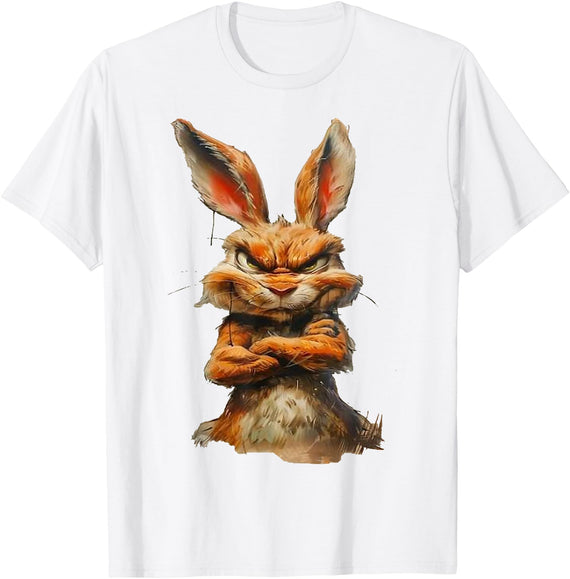 Grumpy Horror Rabbit T-Shirt in White