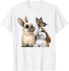 Two Cute Little Rabbits with a Butterfly for Lovers Bunny T-Shirt in White