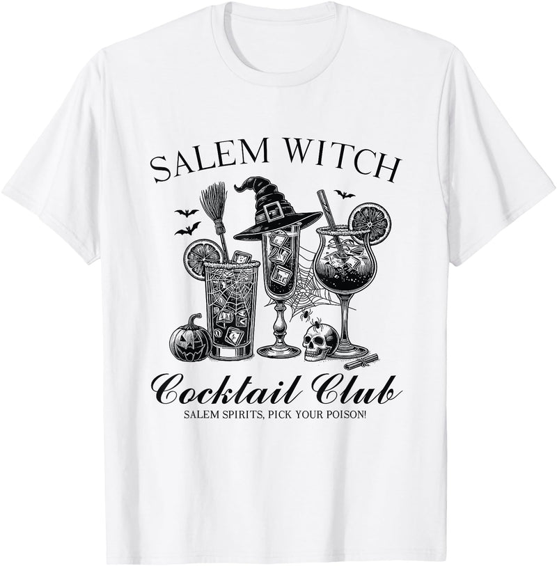 Witchy Halloween Costume & Halloween Party Gift Salem Witch Cocktail Club Halloween Witch Party Costume T-Shirt - White