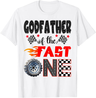 Funny 1st Birthday Boy Racing Party Godfather of The Fast One Racing Car 1st Birthday Boy T-Shirt