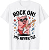 Musical Pig Tribe Collective for Rock Enthusiasts Rock On Pig Never Die Music Lovers Funny Concert Vibe T-Shirt - White