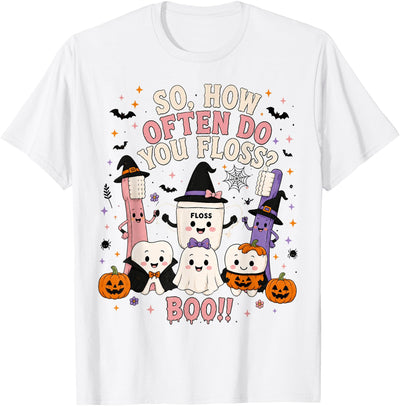 Funny Dental Dentist Halloween Tees How Often Do You Floss Funny Halloween Dentist Dental T-Shirt