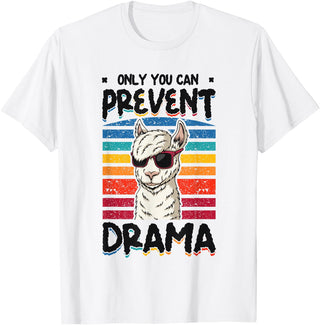 No Drama Llama and Alpaca Designs Only You Can Prevent Drama Llama T-Shirt - White