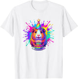 Cute Birthday Guinea Pig Rainbow Cake Party Hat Happy Birthday Guinea Pig Rainbow Cake Party Hat T-Shirt - White