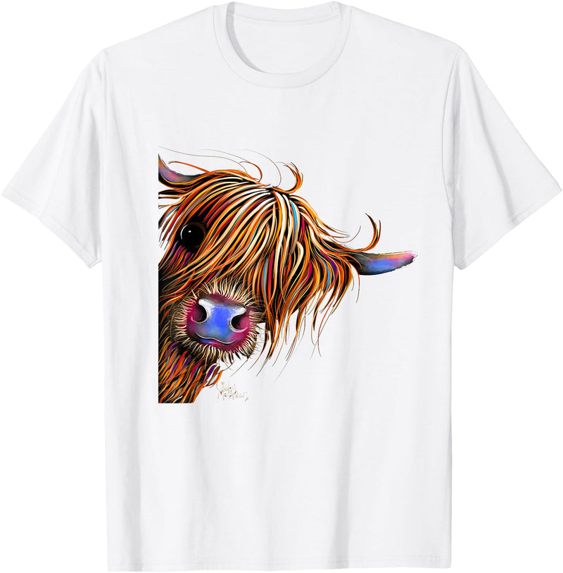 SHiRLeY MacARTHuR HiGHLaND CoW PRiNT ANiMaL PRiNT ' SuGaR LuMP ' T-Shirt - White