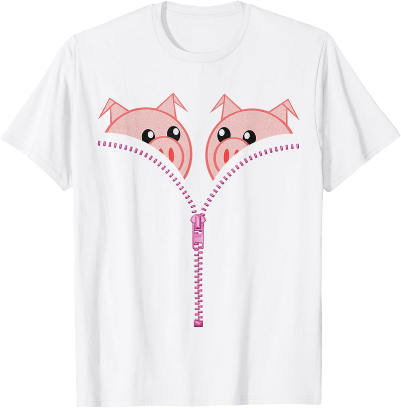 Pigs Boobs T-Shirt Funny Womens Christmas Tee Gift 2019 Pig - White