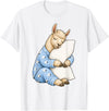 Funny Sleepy Llama Animal Lovers Pajama Llama Sleeping in Cute Pajamas Sleep T-Shirt - White