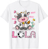 Birthday Girl Party Cow Lover Lola Cute Cow Moo Moo Farmer Birthday Girl Matching T-Shirt - White