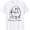 Bunny Mama Holland Lop Mom Cute Lop Rabbit Line Art T-Shirt in White