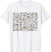 100 Types Of Fish Species Tee 100 Types of Freshwater Fish Species Fishing T-Shirt - White