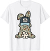 Funny Bunny Camouflage Egg Hunter Rabbit Happy Easter Trendy T-Shirt in White