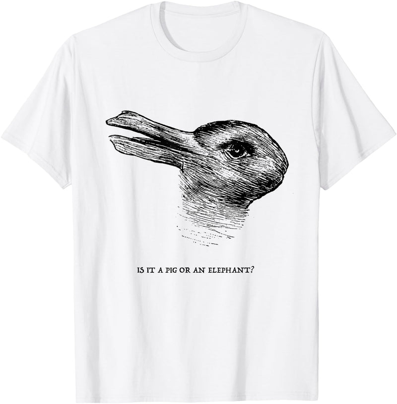 Optical Illusion : Duck Rabbi Rabbit Shirt in White