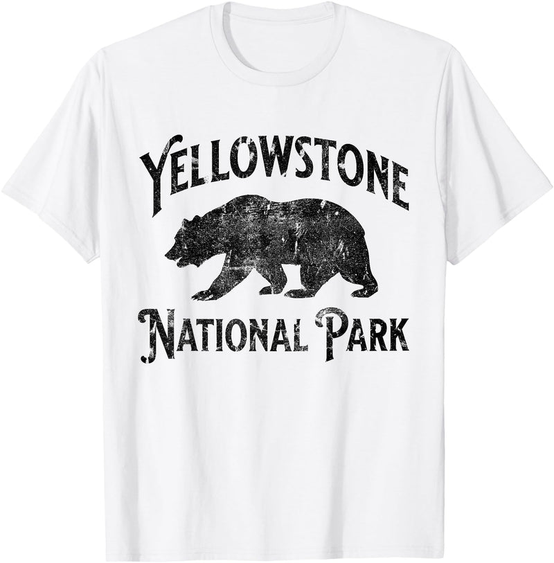 Yellowstone National Park Wyoming USA Outdoor Yellowstone National Park Bear Nature Hike Outdoors Vintage T-Shirt - White