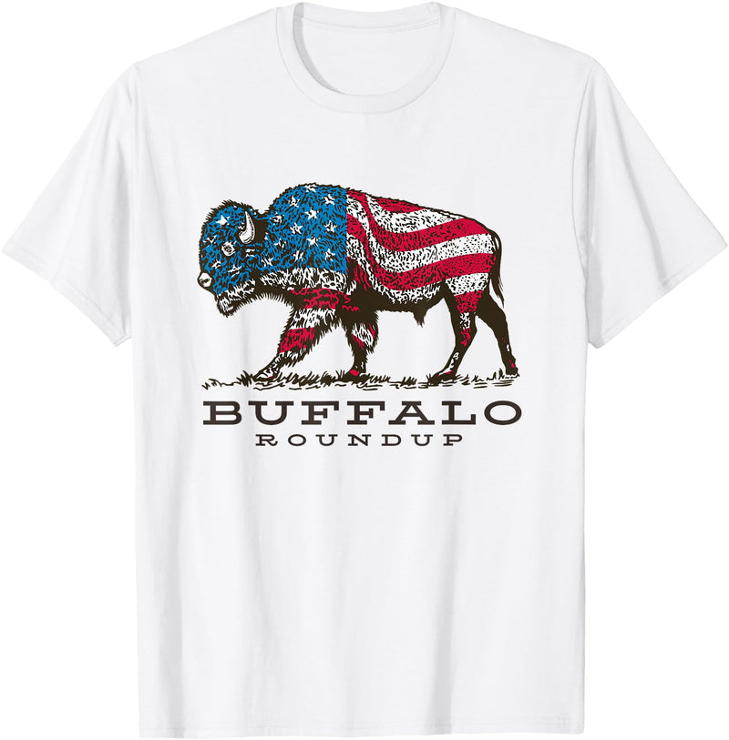 Custer State Park Buffalo Roundup Clothing Co Buffalo Roundup Custer State Park South Dakota Patriotic T-Shirt - White