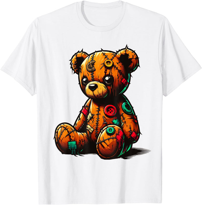 Colorful Teddy Art Cool Teddy Tattered Teddy Bear tshirt Cute Teddy Bear T-Shirt - White