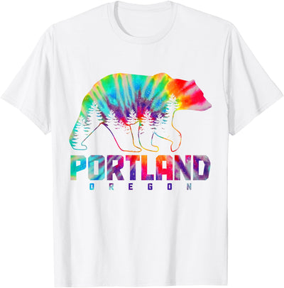 Portland Oregon Tie Dye Bear Pride Outdoor Vintage PNW T-Shirt