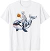 Orca Skeleton Halloween Whale Apparel Co. Skeleton Riding Mummy Orca Halloween Candy Whale T-Shirt - White