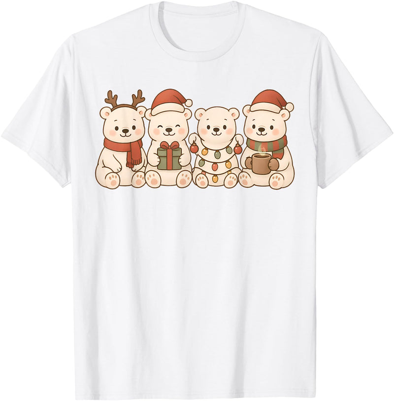 Christmas Holiday Co. Polar Bears Kids Boys Girls Christmas Polar Bears T-Shirt - White
