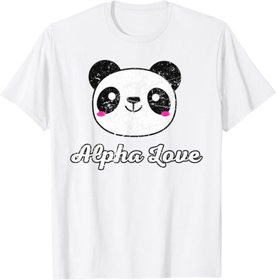 Alpha Love AOII Panda Bear Cute Kawaii O Pi Distressed T-Shirt