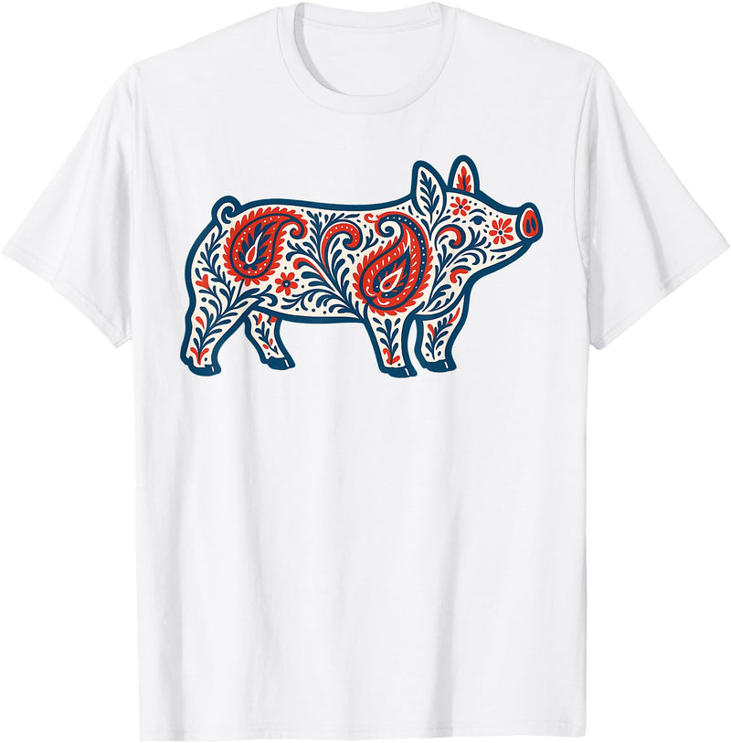 Aztec Show Pig Livestock Animal Lover Aztec Show Pig Livestock Pig Breeder Stock Show Mom Pig T-Shirt - White