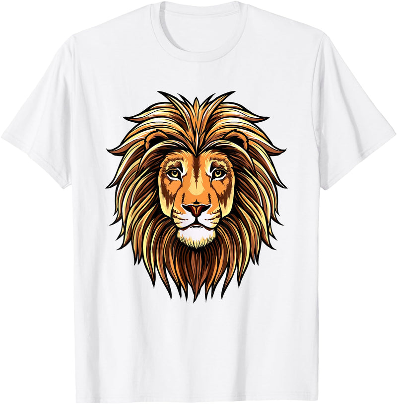 ROSS BOSS Majestic Lion Mane Detailed Art - Lions Are My Favorite T-Shirt - White