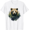 Bear Forest Animal Art Portrait Forest Artwork Wildlife T-Shirt - White