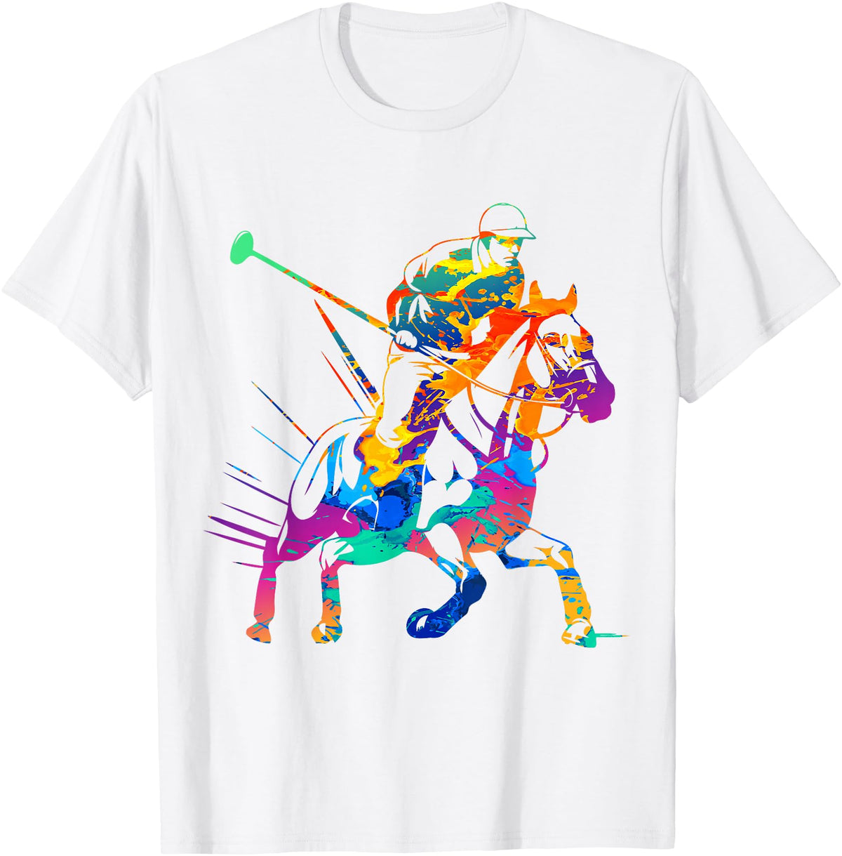 Polo Player Sport Silhouette Gift Apparel Polo Player Horse Sport Ride Riding Equestrian Sport Fan T-Shirt - White