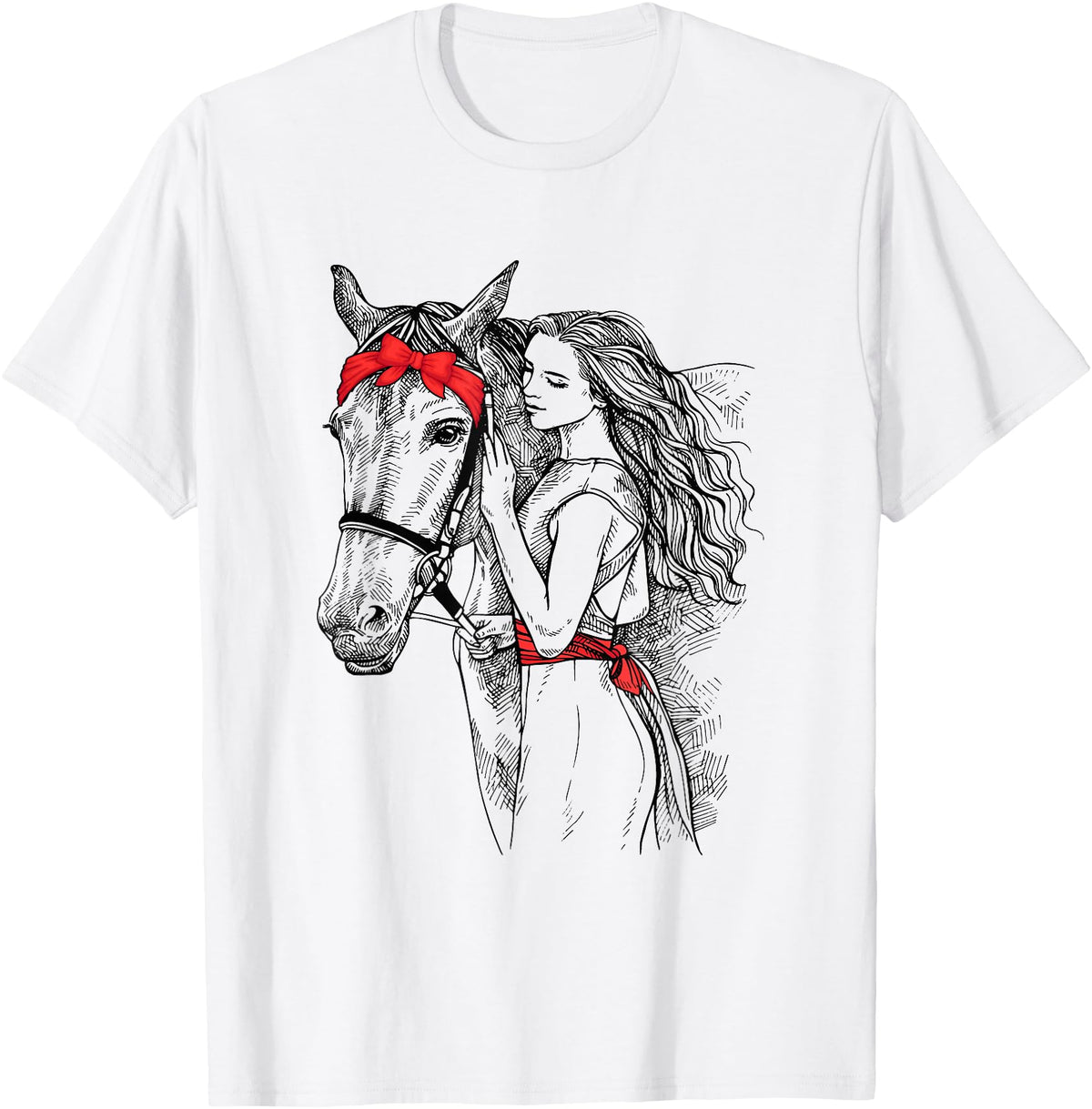 Horse Lover Novelties By SL Horse Bandana For Horse Girls Horseback Riding For Women T-Shirt - White