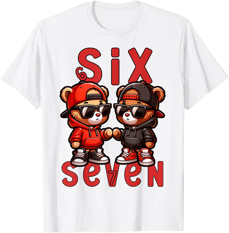 Funny Teddy Bear 67 Matching Teenager Boys Designs 67 Teddy Bear 6 7 Meme for Boys Kids Cute School Six Seven T-Shirt - White