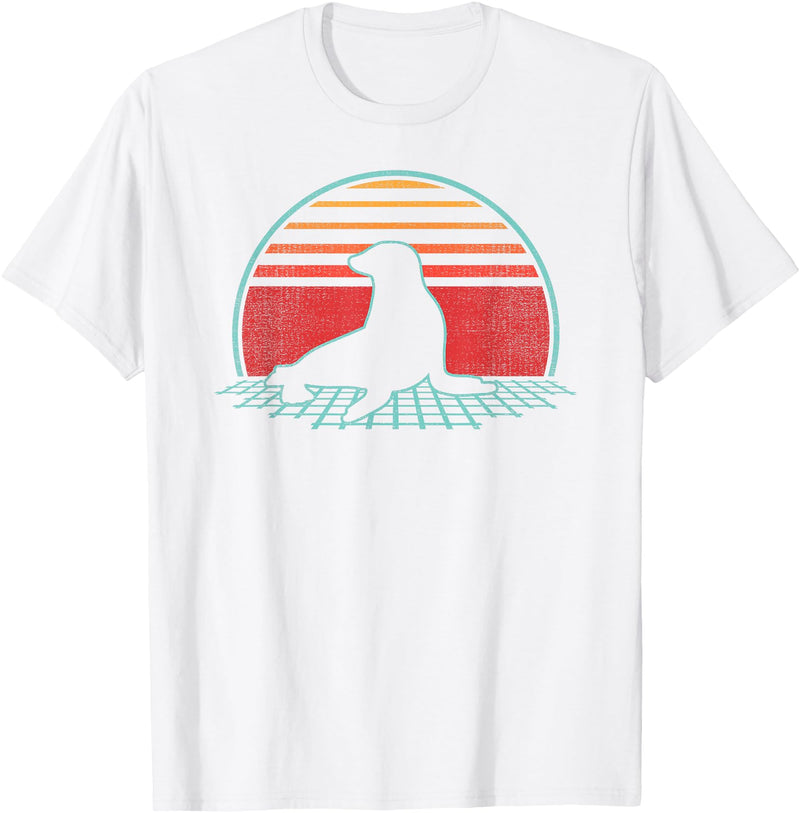 Sea Lion Graphic Art Designs Sea Lion Lover Animal Retro Vintage 80s Style T-Shirt - White
