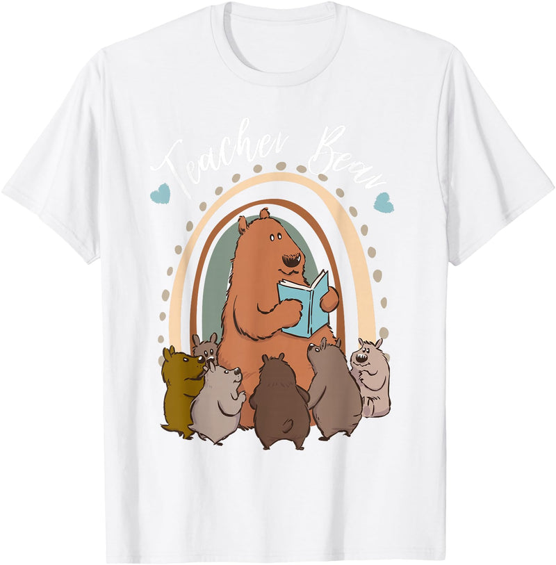 Thank You Teacher Appreciation Gifts Teacher Bear Reading Appreciation Teacher Graphic T-Shirt - White