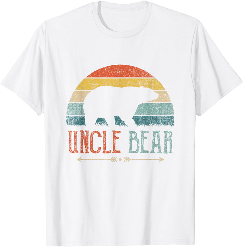 Cute Bear Family Matching Shirts & Gifts Uncle Bear Funny Gift Retro Vintage Uncle Bear T-Shirt - White