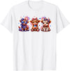 July 4th Highland Cow Farm Lovers American Costume Highland Cow Cattle Animal Lover Patriotic 4th of July T-Shirt - White