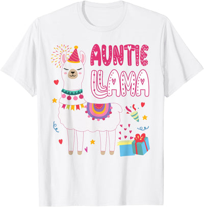 Family Matching Llama Birthday Party Supplies Auntie Llama Aunt Of The Birthday Boy Girl Llama Birthday T-Shirt