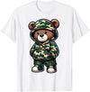 Camo Teddy Bear Hip Hop Designs for Men & Boys Camo Hip Hop Teddy Bear Camouflage Gangsta Streetwear Hustle T-Shirt - White