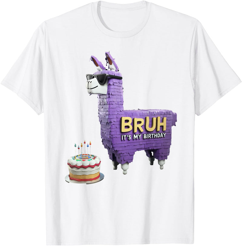 Llama Pinata Birthday Clothing Family Party Bruh Its My Birthday Llama Pinata Boy Girl Family Party Bday T-Shirt - White