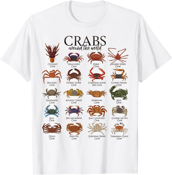 Crabs and Crustaceans Designs Colorful Crab Species - Crabs T-Shirt - White