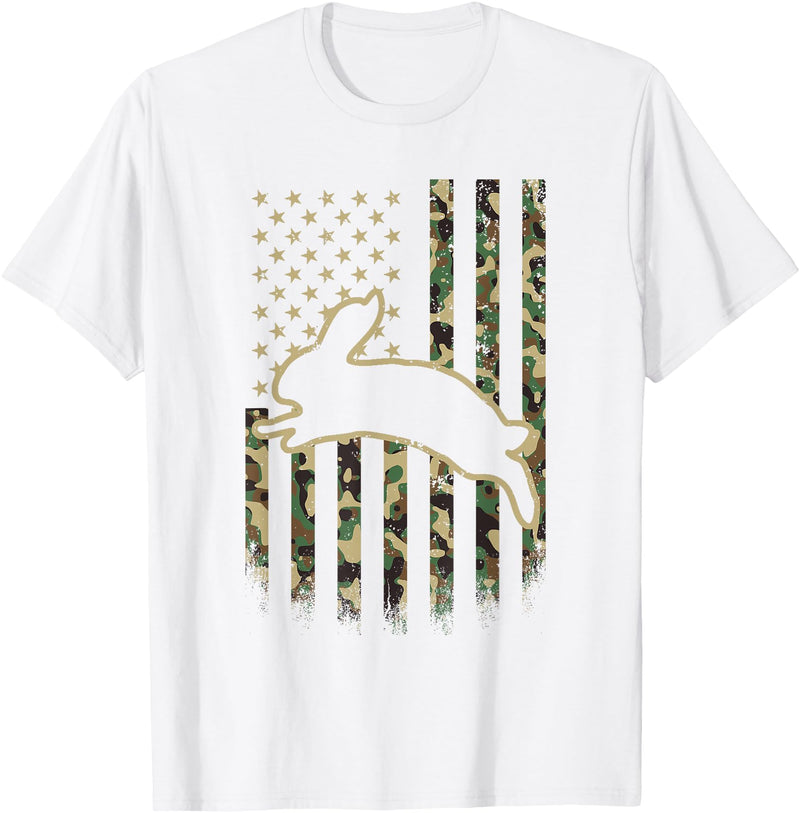 American Flag Camo Camouflage Bunny Rabbit Easter Patriotic T-Shirt in White