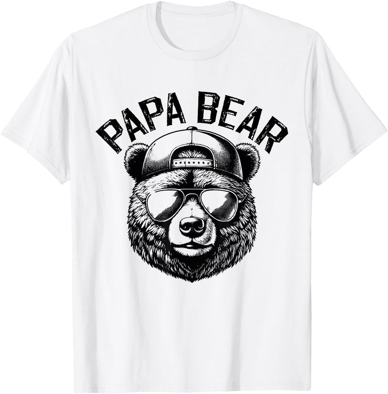 Bear Face Designs Papa Bear Face Grizzly Fathers Day Bear Lover Mens T-Shirt - White