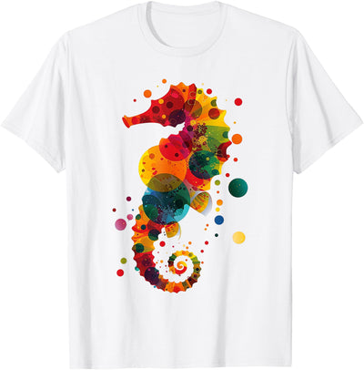 @n!mal Seahorse Planets Abstract Animal Colorful Art Seahorse T-Shirt