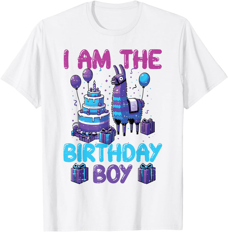 Birthday Party Shirts For Men Women Kids I Am The Birthday Boy Llama Pinata Bday Party Boys Kids T-Shirt - White
