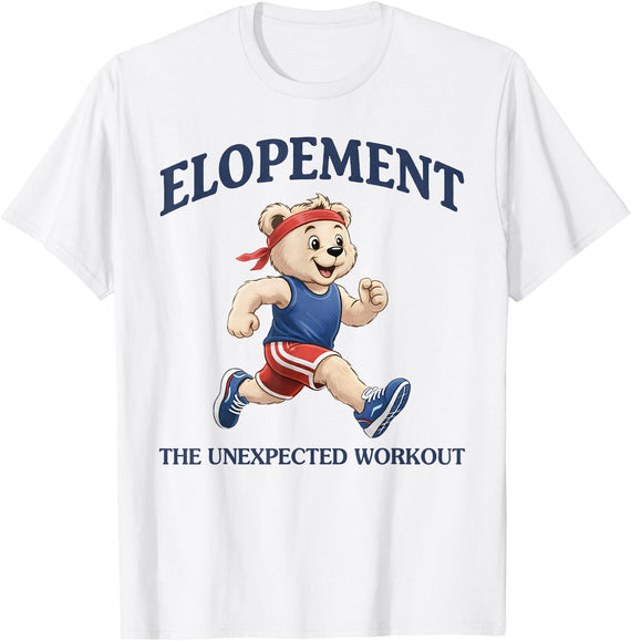 Funny Bear Running Autism Support Squad Autism Neurodiversity Bear Elopement The Unexpected Workout T-Shirt - White