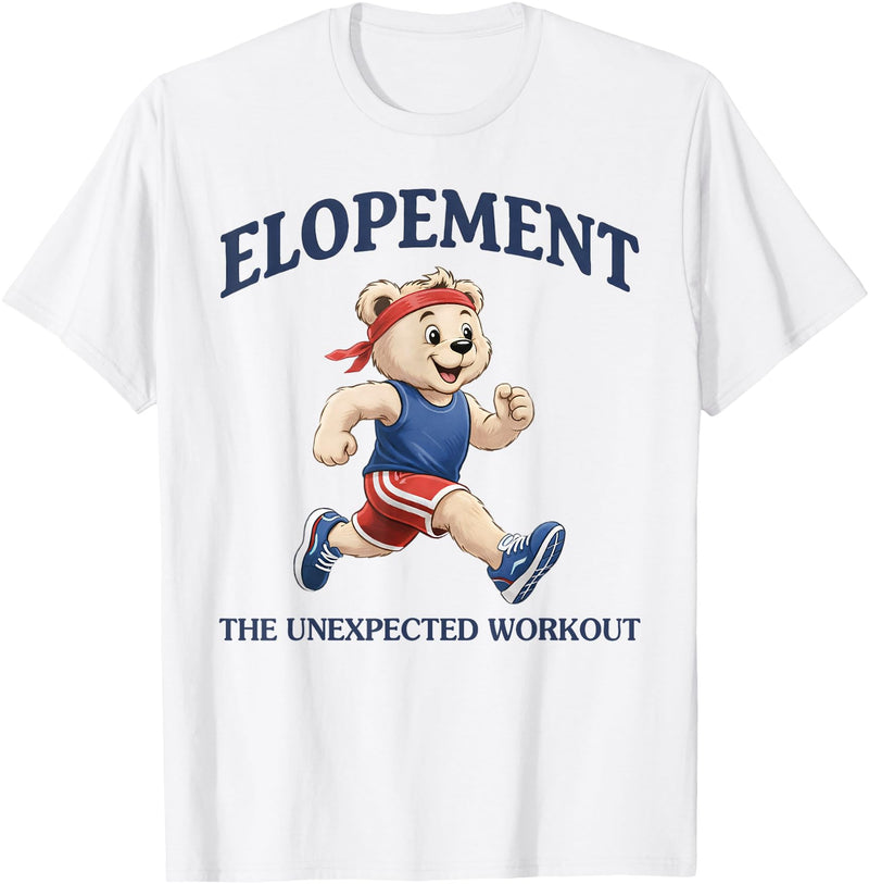 Funny Bear Running Autism Support Squad Autism Neurodiversity Bear Elopement The Unexpected Workout T-Shirt - White