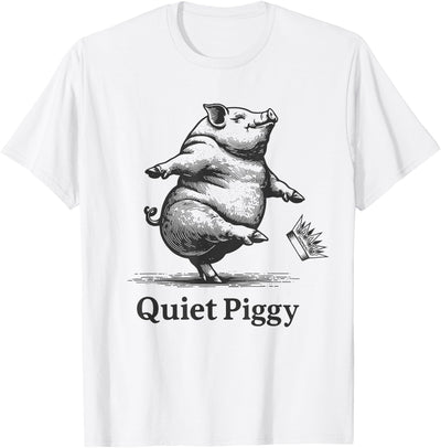 Vintage Pig Lover Funny Quiet Piggy Trump Political Trendy T-Shirt