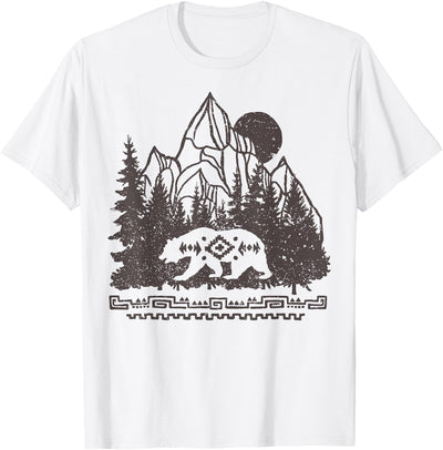 Cali Bear Forest And Mountains Background T-Shirt