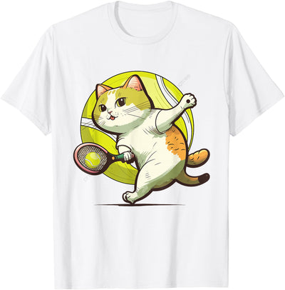 Funny Tennis Racket Cat Playing Tennis DM Funny Tennis Racket Cat Playing Tennis T-Shirt