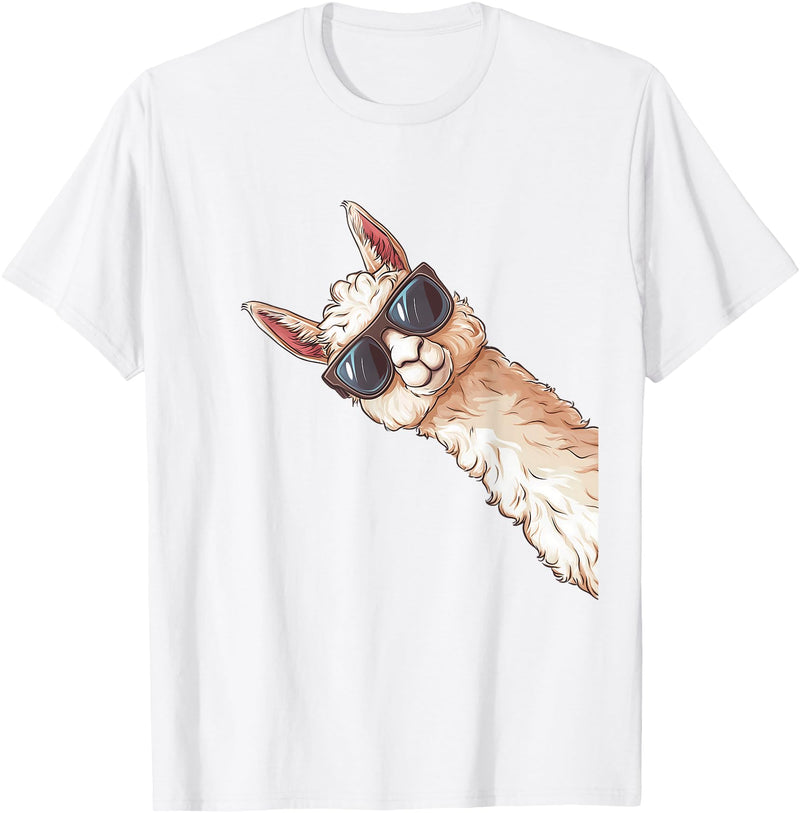 Ällamaco. Llama Alpaca Lama Sunglasses T-Shirt - White