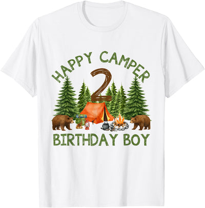 Camper 2nd Birthday Boy Forest Bear Camping Adventure Gift T-Shirt
