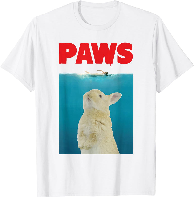 Paws Bunny Funny Parody Rabbit Lover Gifts T-Shirt in White